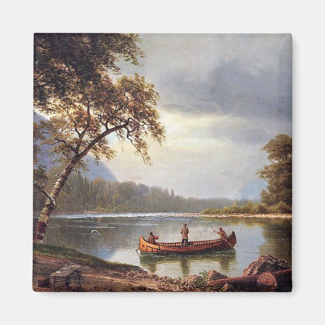 Laxfiske efter Cascapediac Albert Bierstadt Magnet (Framsidan)