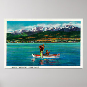 Laxfiske i den portAngeles hamnen Poster