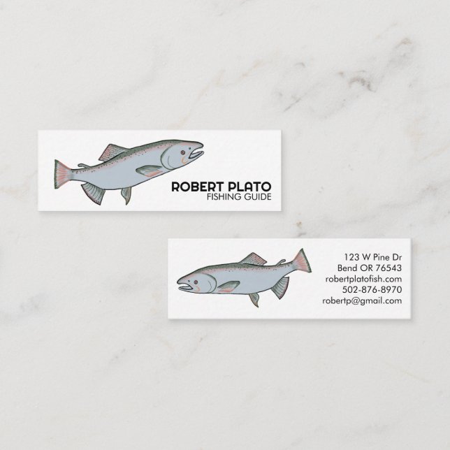 Laxfiskfiske: minimalistisk, unik natur mini visitkort (Fram/baksida)
