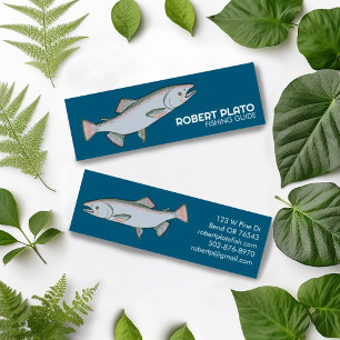 Laxfiskfiske: minimalistiskt unikt naturblått mini visitkort