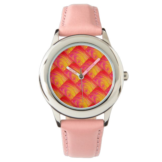 Laxrosa med orange av solsken armbandsur (Framsida)