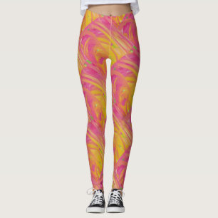 Laxrosa med orange av solsken leggings