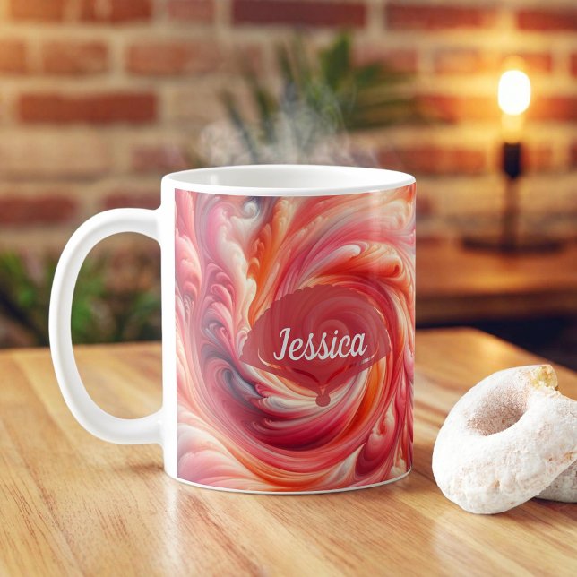 Laxrosa Modern Abstrakt Virvlande Kaffemugg (Skapare uppladdad)