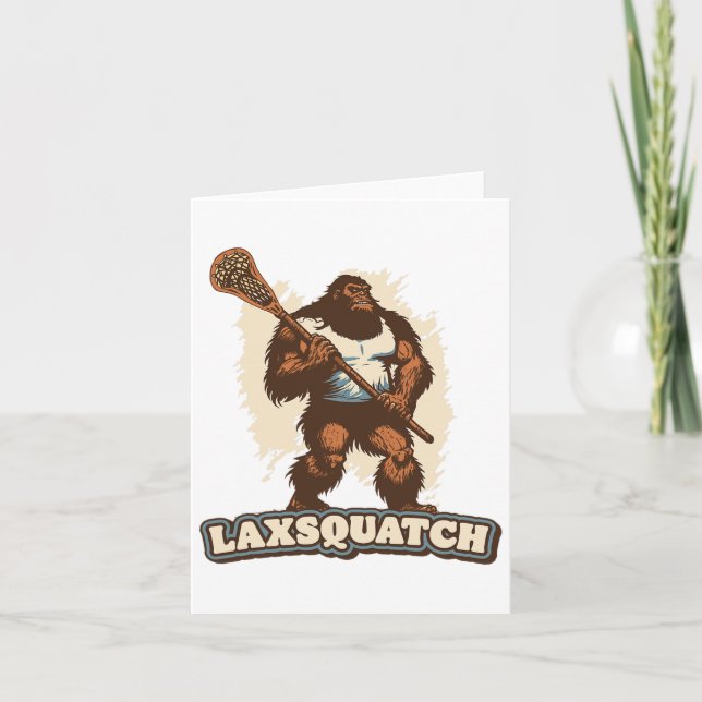 Laxsquatch! Bigfoot Lacrosse Player Funny Sasquatc Kort (Framsida)