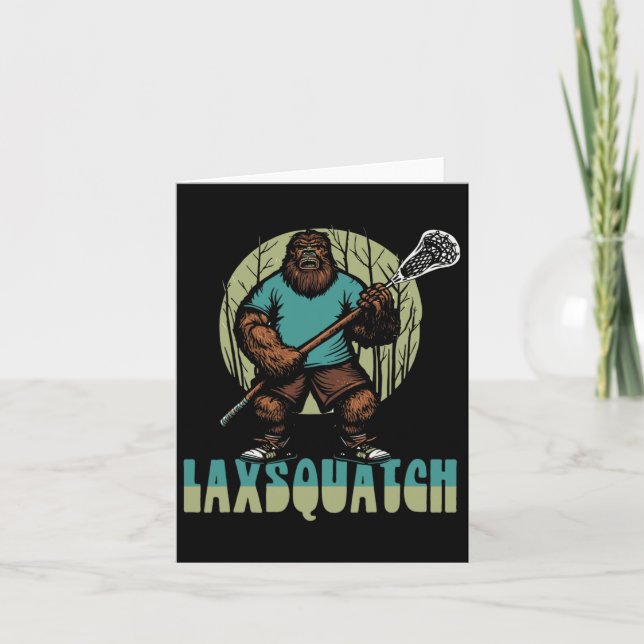Laxsquatch! Bigfoot Lacrosse Player Funny Sasquatc Kort (Framsida)