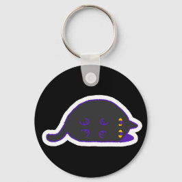 Lay Down Chonky Black Cat Keychain  Nyckelring