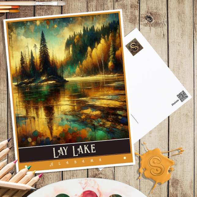 Lay Lake, Alabama | Vintage-målning Vykort (Skapare uppladdad)