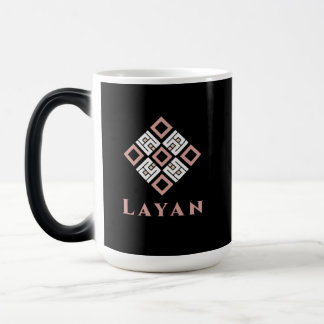 LAYAN Namn Mugg | Modern Kufisk Geometrisk Mönster