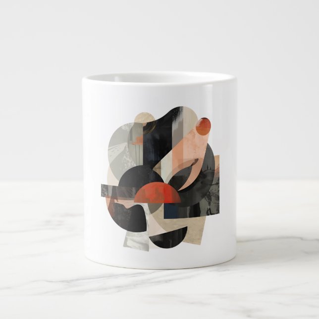 Layered Abstract Shape Collage Print Jumbo Mugg (Framsidan)