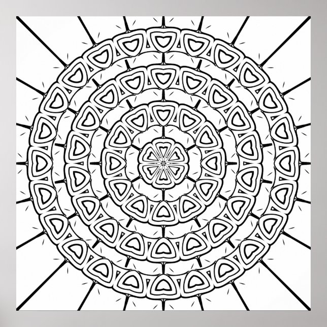 Layered Arc Motif Circular Mandala Coloring Art Poster (Framsidan)