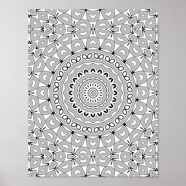 Layered Heartburst Coloring Page Pattern Artwork Poster (Framsidan)
