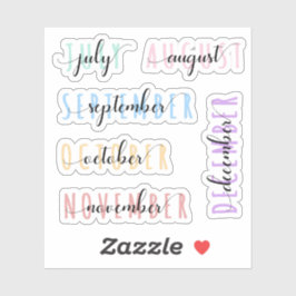 Layered Month Name Headers 2nd Half (July to Dec) Klistermärken
