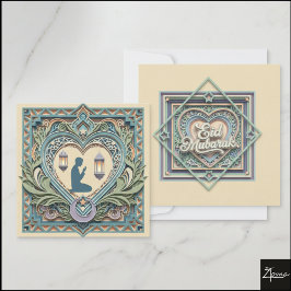 Layered Papercut Islamic Prayer Art Heart Inbjudningar