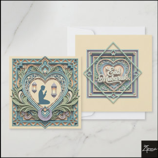 Layered Papercut Islamic Prayer Art Heart Inbjudningar