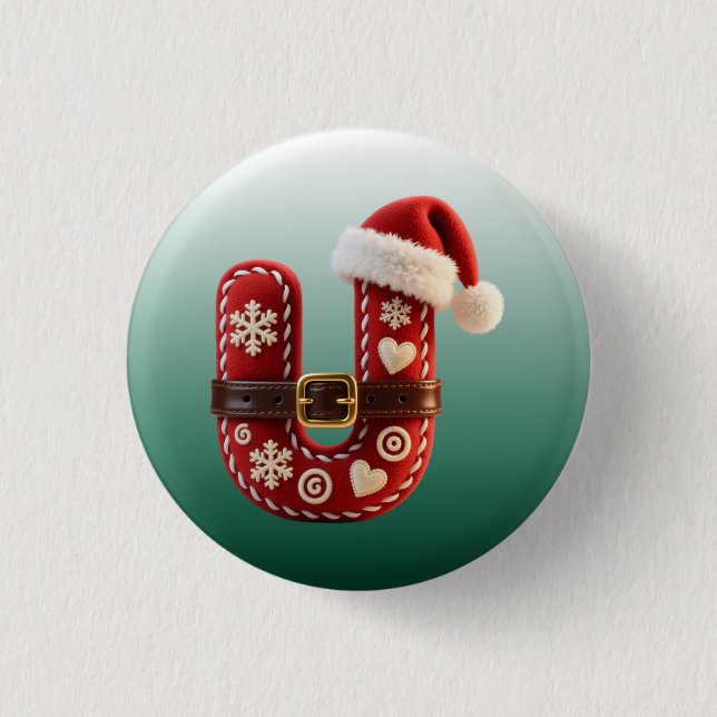 Layered Pastel Gold Trim Letter U Knapp (Framsida)