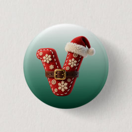 Layered Pastel Gold Trim Letter V Knapp