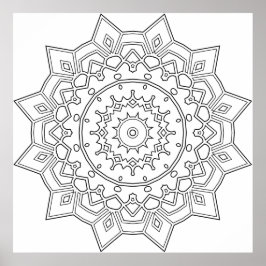 Layered Petal Star Mandala with Geometric Accents Poster