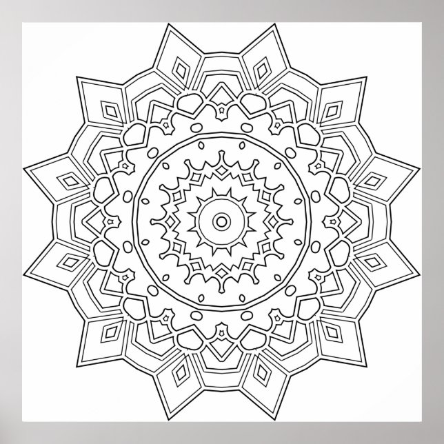 Layered Petal Star Mandala with Geometric Accents Poster (Framsidan)