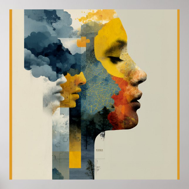 Layered Profile Mosaic Mindscape Glow Poster (Framsidan)