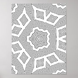 Layered Starburst Coloring Page Ripple Pattern Art Poster