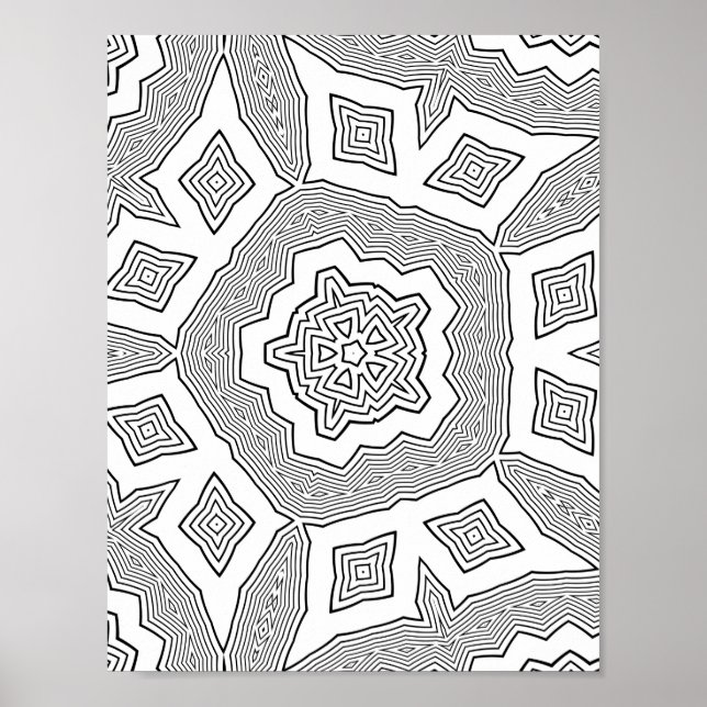 Layered Starburst Coloring Page Ripple Pattern Art Poster (Framsidan)