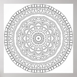 Layered Tribal Medallion Mandala with Border Art Poster