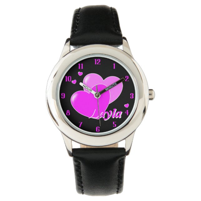 Layla - Dina egna namnmallshälsningar för cute-Ros Armbandsur (Framsida)