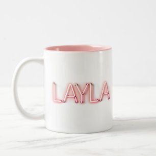Layla namn i den ljusnande neon ljus novelty Två-Tonad mugg