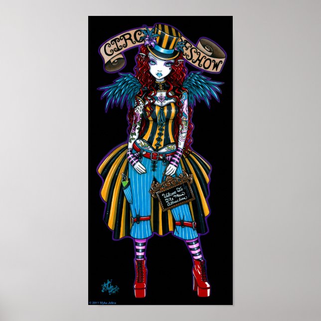 "Layla" Steampunk Circus Tattoo Sideshow Poster (Framsidan)