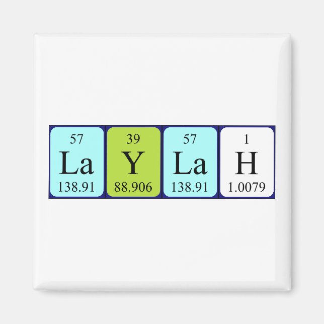 Laylah periodiskt bord namn magnet (Framsidan)