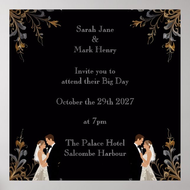 Layout för inbjudan till Bröllop som du kan anpass Poster (Framsidan)