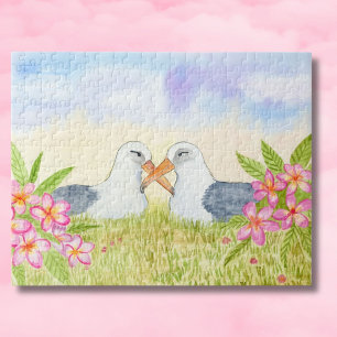 Laysan Albatross med rosa Plumeria Pussel