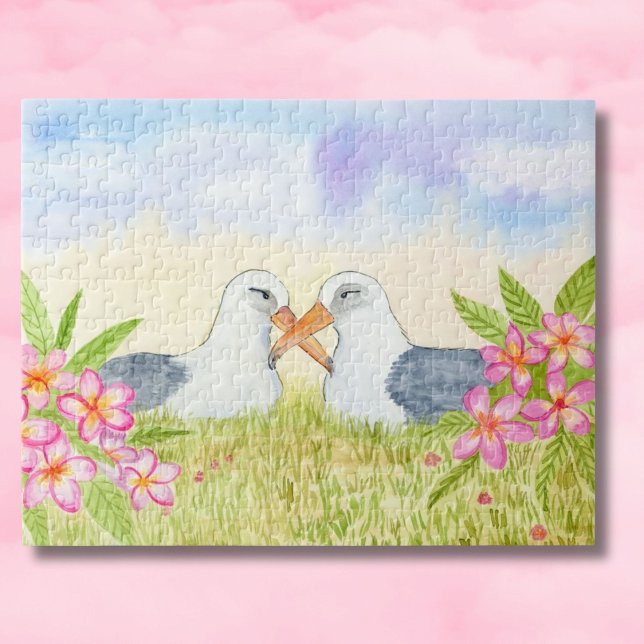 Laysan Albatross med rosa Plumeria Pussel (Skapare uppladdad)