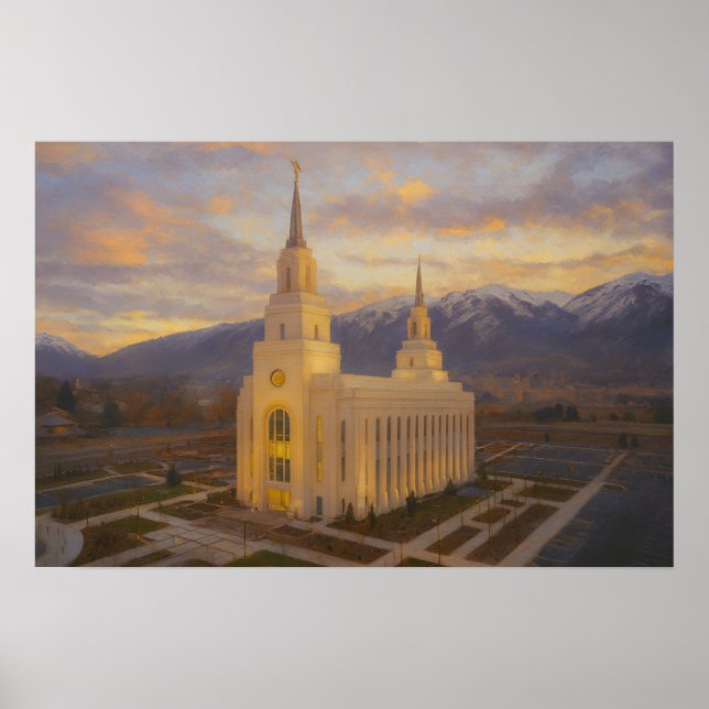 Layton Utah Tempel Målning™ LDS Väggkonst Poster (Framsidan)