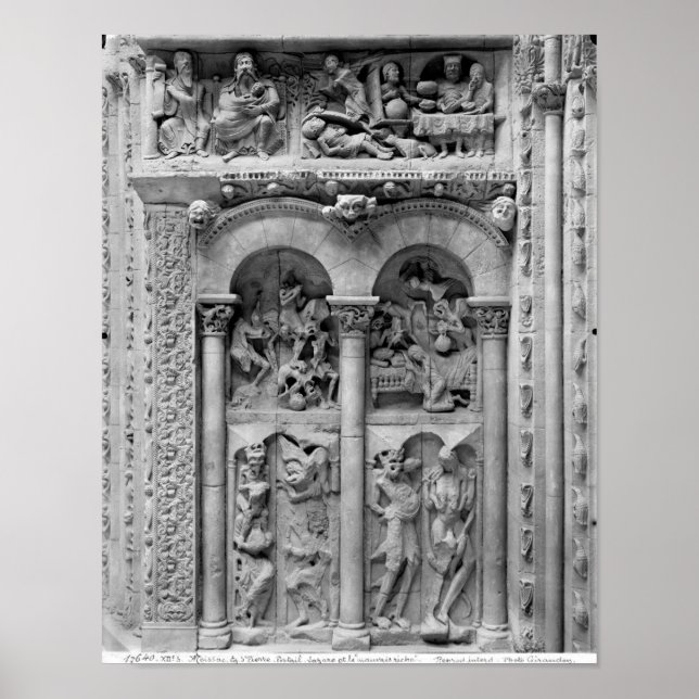 Lazarus och Rik Man, från den södra portalen Poster (Framsidan)