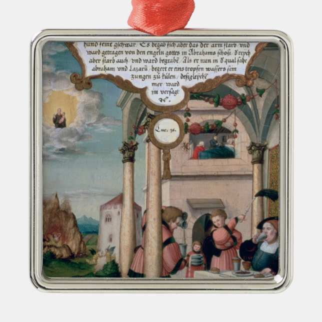 Lazarus och rikeman bord julgransprydnad metall (Framsidan)