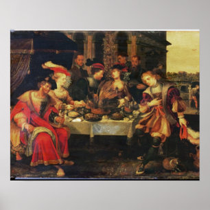 Lazarus vid Riken Man's Bord, 1618 (olja på kanv) Poster