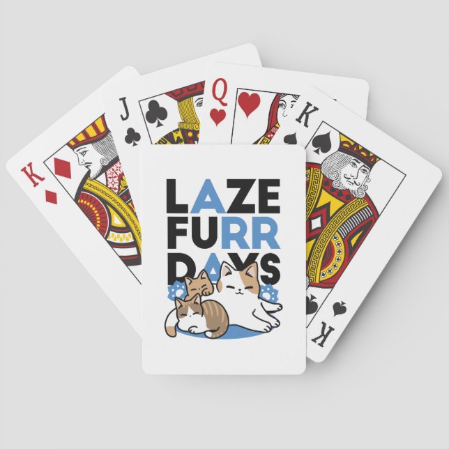 Laze Furr Days - Cute Lazy Cats Design Casinokort (Baksidan)