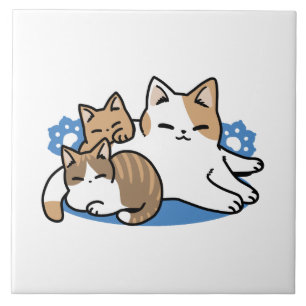 Laze Furr Days - Cute Lazy Cats Design Kakelplatta