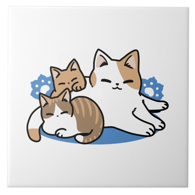 Laze Furr Days - Cute Lazy Cats Design Kakelplatta (Framsidan)