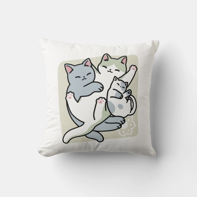 Laze Furr Days - Cute Lazy Cats Design Kudde (Framsida)