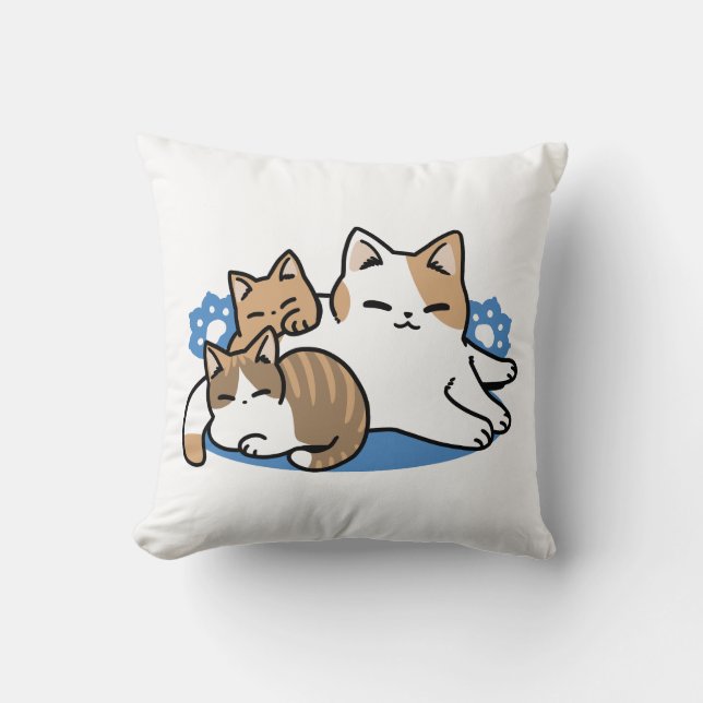 Laze Furr Days - Cute Lazy Cats Design Kudde (Framsida)
