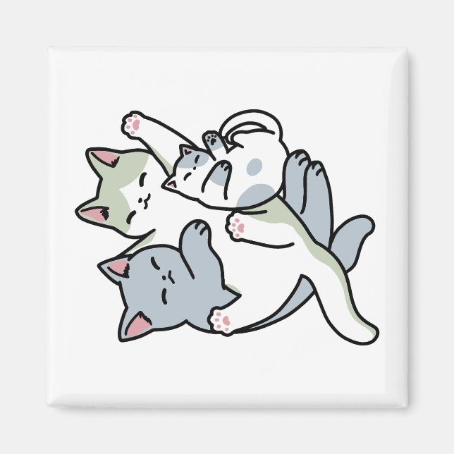 Laze Furr Days - Cute Lazy Cats Design Magnet (Framsidan)