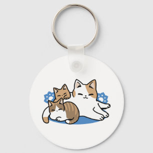 Laze Furr Days - Cute Lazy Cats Design Nyckelring