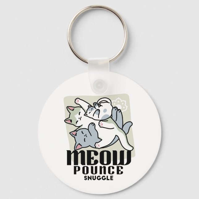 Laze Furr Days - Cute Lazy Cats Design Nyckelring (Framsida)