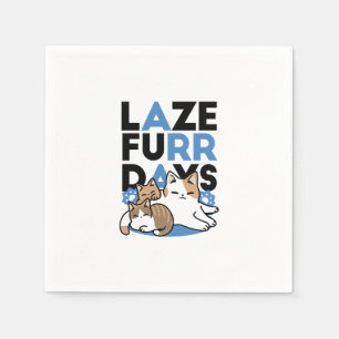 Laze Furr Days - Cute Lazy Cats Design Pappersservett