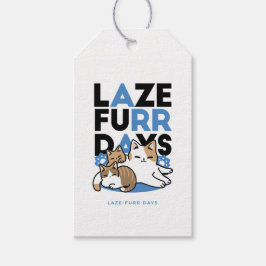 Laze Furr Days - Cute Lazy Cats Design Presentetikett