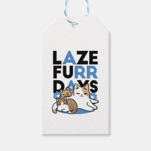 Laze Furr Days - Cute Lazy Cats Design Presentetikett