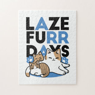 Laze Furr Days - Cute Lazy Cats Design Pussel