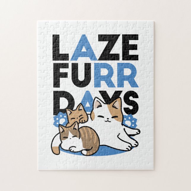 Laze Furr Days - Cute Lazy Cats Design Pussel (Vertikal)